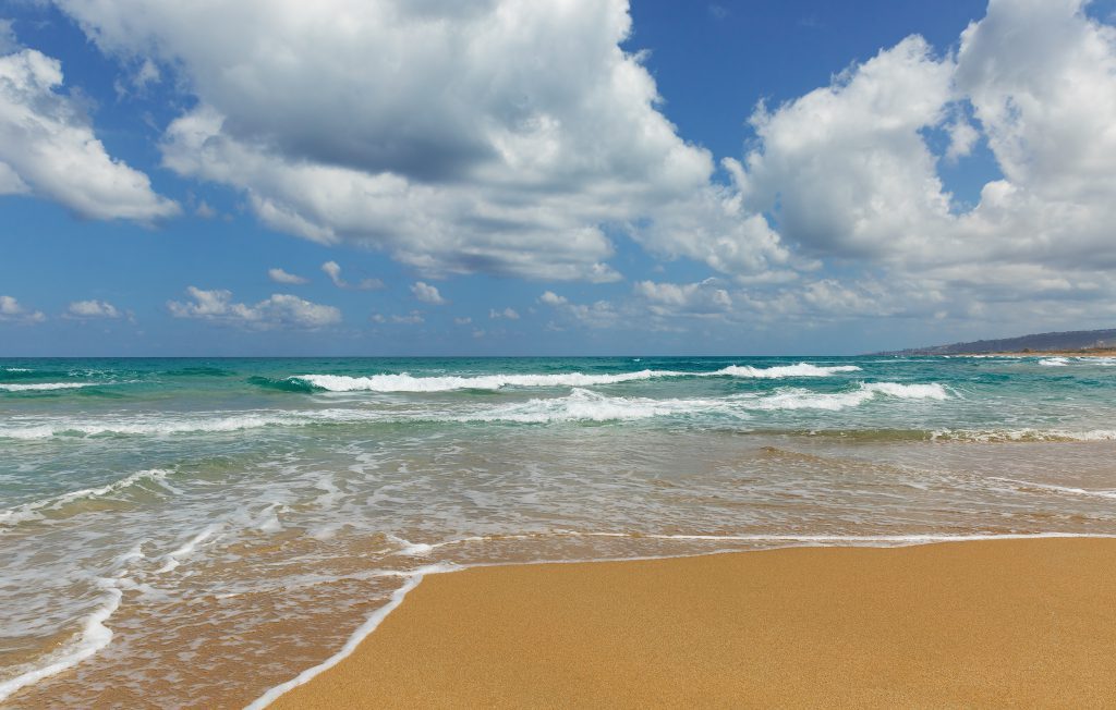 beach on a background of clouds in Haifa