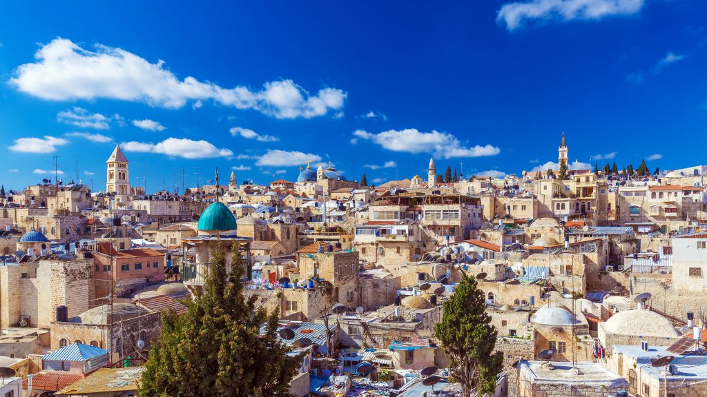 Roofs of Old City with Holy Sepulcher Church Dome, Jerusalem, Israel