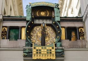 Jewish Heritage in Central Europe, 14 days/13 nights. Anker clock on street in Vienna Austria, Jewish Heritage in Central Europe